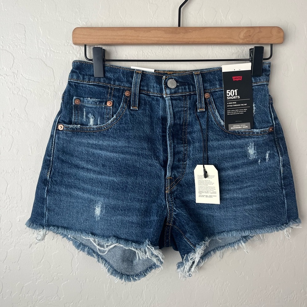 Levi’s 501 high rise denim shorts NWT 25 - Picture 5 of 9